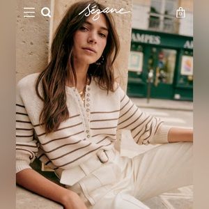 Sezane Leontine Knit - ecru / camel size M